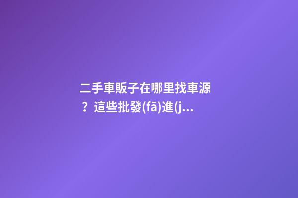 二手車販子在哪里找車源？這些批發(fā)進(jìn)貨渠道請(qǐng)收好！